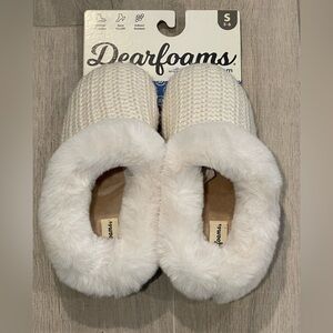 Dearfoams Women's Hannah Knit Clog House Shoe Slipper Size 5-6 Cream